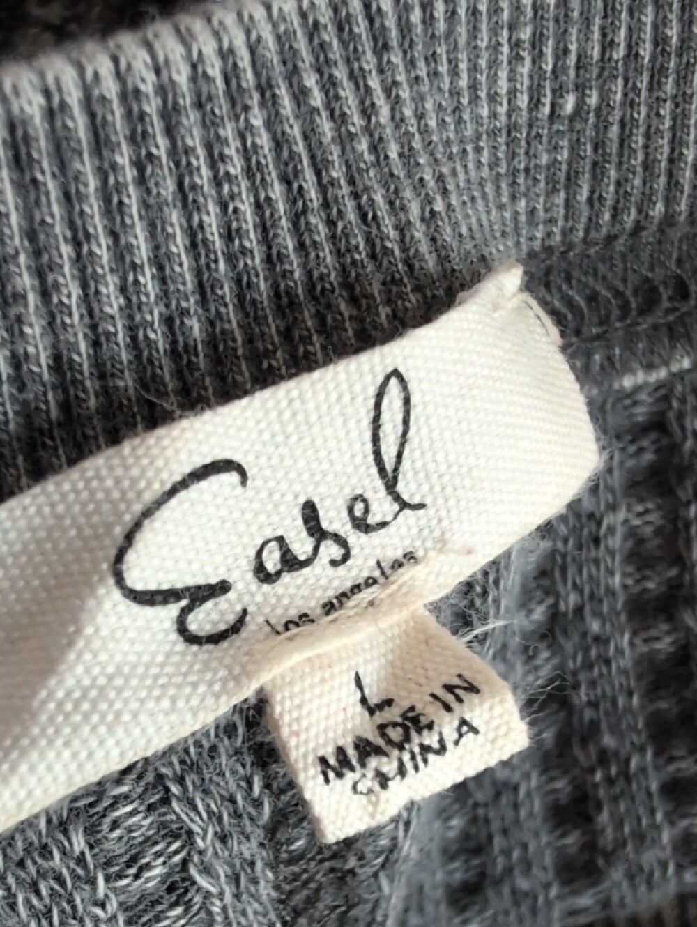 easel Washed Charcoal Waffle Pullover Oversized Sweatshirt L W299 - Picture 6 of 7
